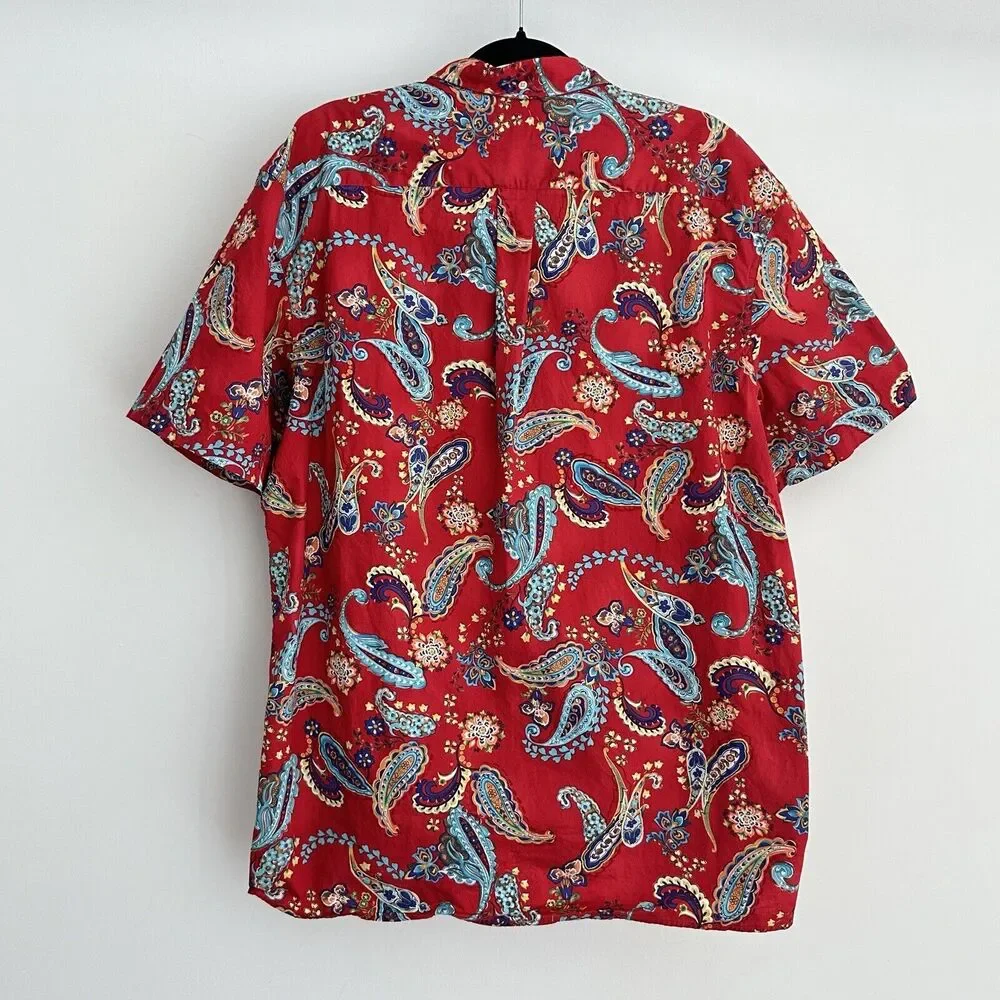 Ralph Lauren Red Paisley Casual Button Down Shirt - Picture 2 of 8